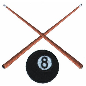 Eight Ball And Pool Sticks - Machine Embroidery Design