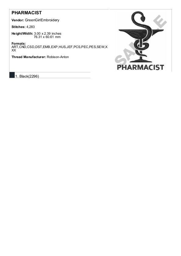 Pharmacist - Machine Embroidery Design - Etsy