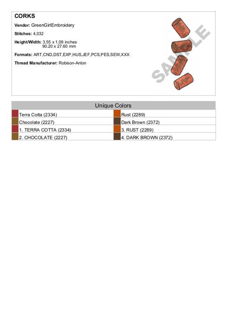 Corks Machine Embroidery Design Etsy