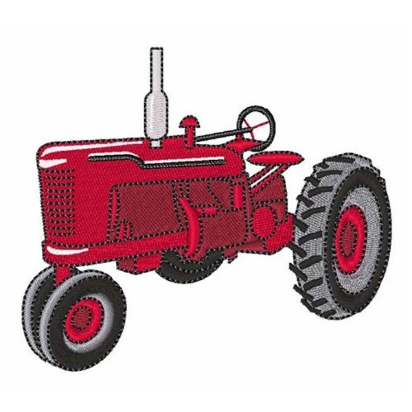 Vintage Red Tractor - Machine Embroidery Design