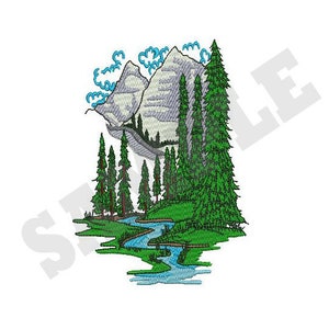 Mountain Scene 5 x 7 - Machine Embroidery Design