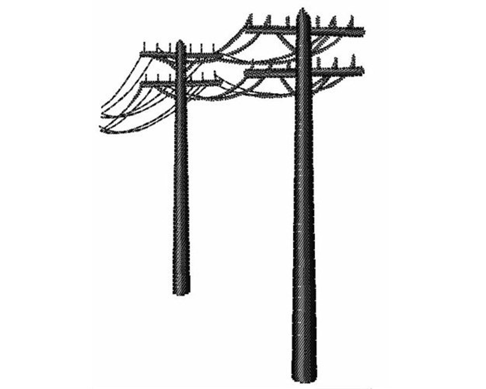 Utility Lines Machine Embroidery Design Etsy