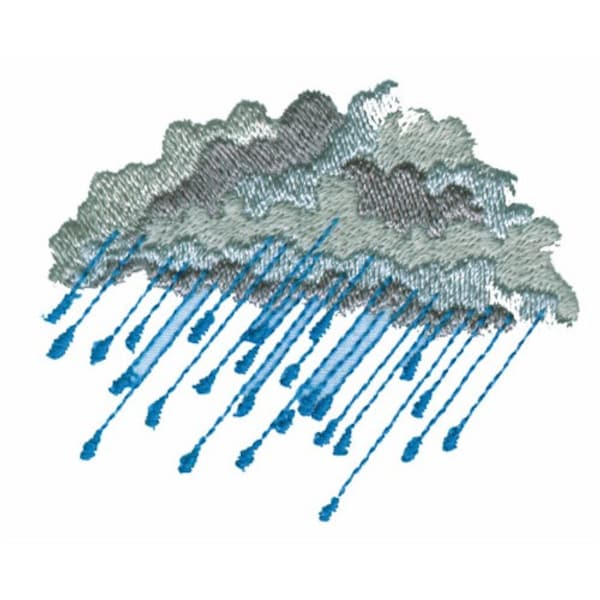 Storm Cloud And Rain - Machine Embroidery Design