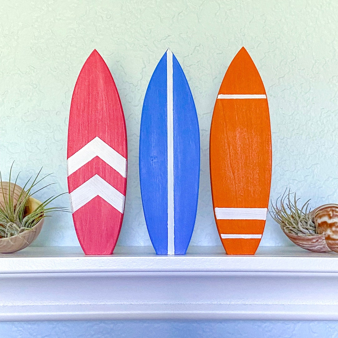 Surfboard Wood Decor, Summer Tiered Tray Decor, Tropical Decor, Rustic