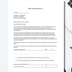 Rental Increase Notice: Editable Form (google Doc, Word Doc) - Etsy Canada
