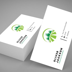Modèle de carte de visite d'aménagement paysager IMPRIMÉE, cartes de visite d'entretien de pelouse modifiables personnalisables