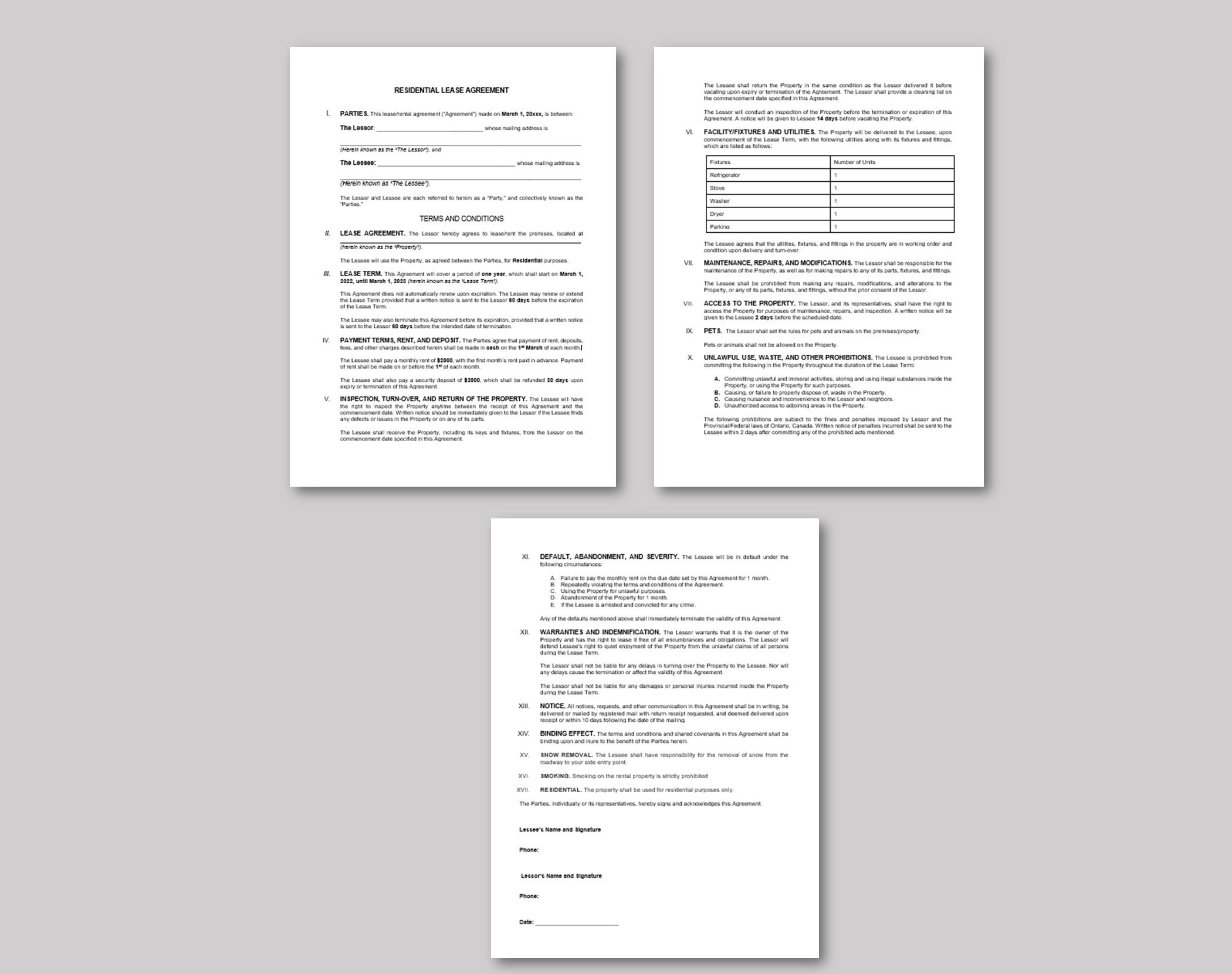 Short Term Rental Agreement Template Editable Residential Etsy
