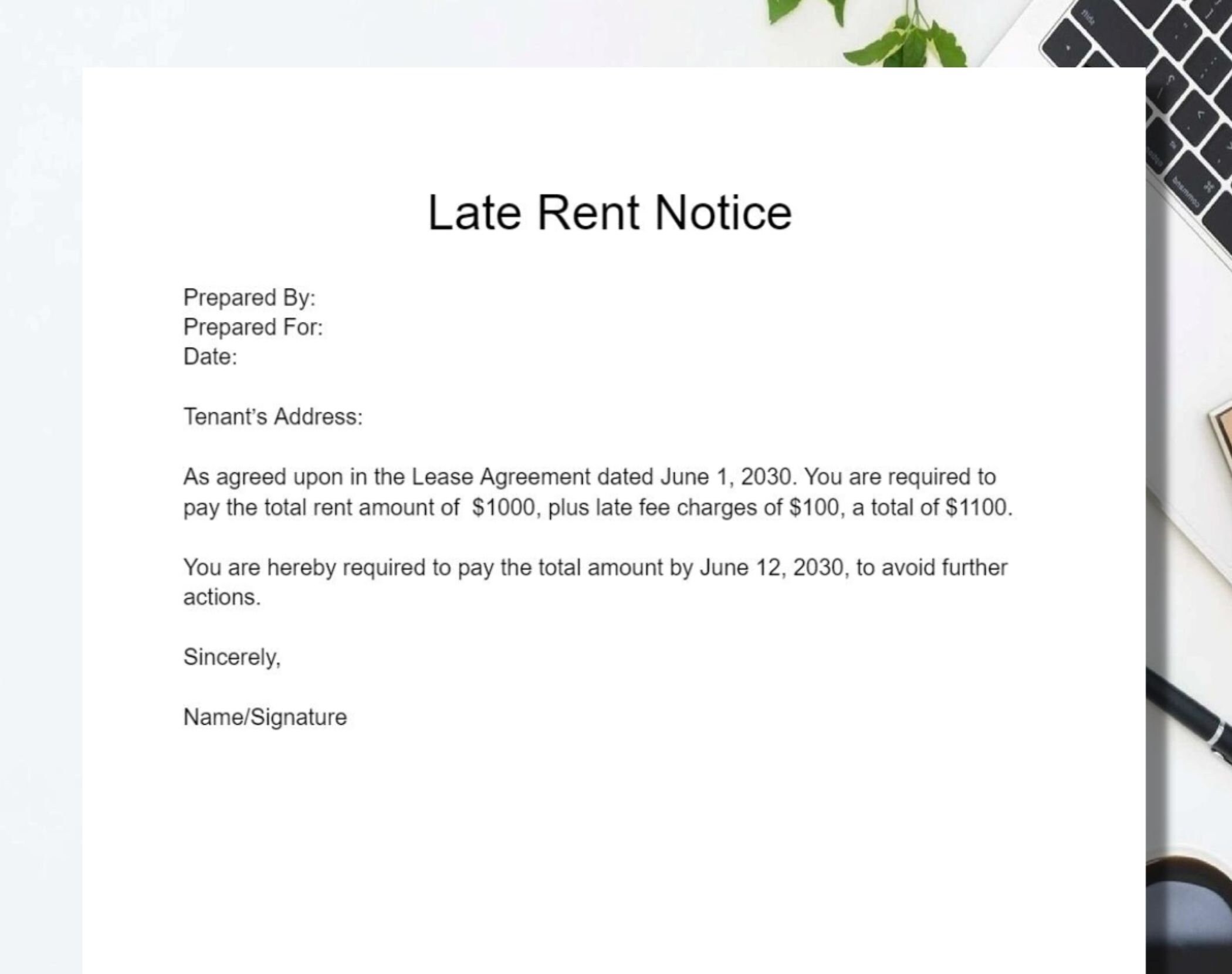Late Notice Letter Sample
