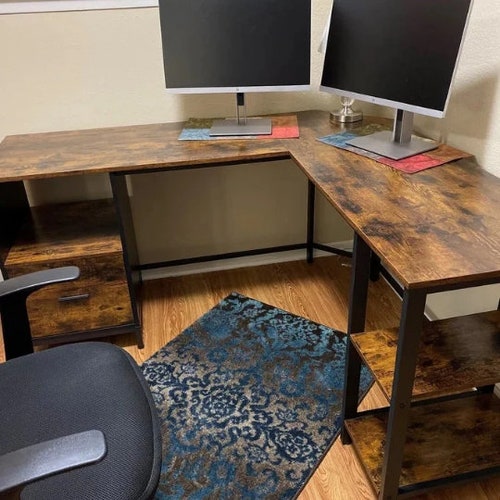 Industrial Office Desk L Shaped Corner Desk Computer Desk Etsy