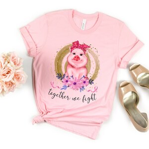 Pink Pig Breast cancer awareness, Fight Shirt, Women&#39;s t-shirt, Pink, Cancer Shirt, Breast Cancer Shirt, Cancer Ribbon Shirt Pink October