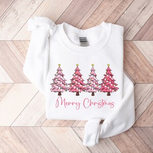 Pink Tree Christmas Sweatshirt, Christmas Sweater, Christmas Crewneck, Christmas Tree Sweater, Holiday Sweaters for Women, Winter Sweatshirt