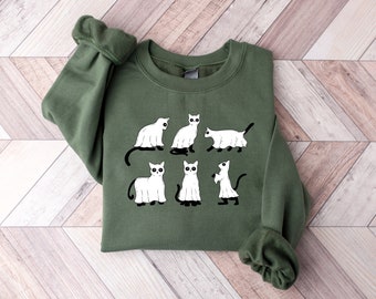 Halloween Sweatshirt,Cat Sweatshirt,Ghost Shirt,Black Cat Shirt,2023 Spooky Seas,Cool Halloween Cat Shirt,Cat Lover Tshirt,Halloween Sweater