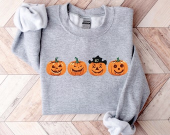 Pumpkin Sweatshirt, Pumpkin Sweater, Jack-o-Lantern Sweatshirt, Halloween Crewneck Sweatshirt, Halloween Sweater, Spooky Season, Fall Shirts