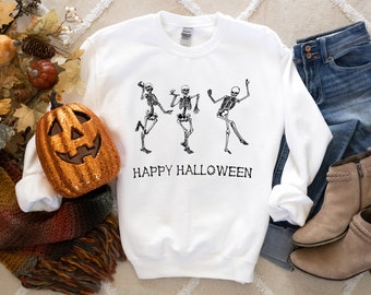 Dancing Skeleton Sweatshirt, Halloween Skeleton Sweatshirt, Halloween Party Sweatshirt, Halloween Costume Sweatshirt, Funny Spooky Sweater