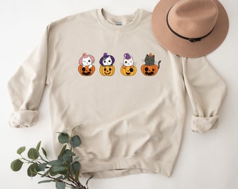 Cat halloween sweatshirt, ghost cat shirt, Halloween Sweater, Halloween Cat Shirt, Cat Lover Shirt, Black Cat Shirt, Spooky Season
