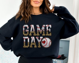 Game Day Sweatshirt, Sports Sweatshirt, Game Day Animal print Crewneck, Sunday Baseball, Baseball Mom, Mom Baseball Sweatshirt, Mom Shirt