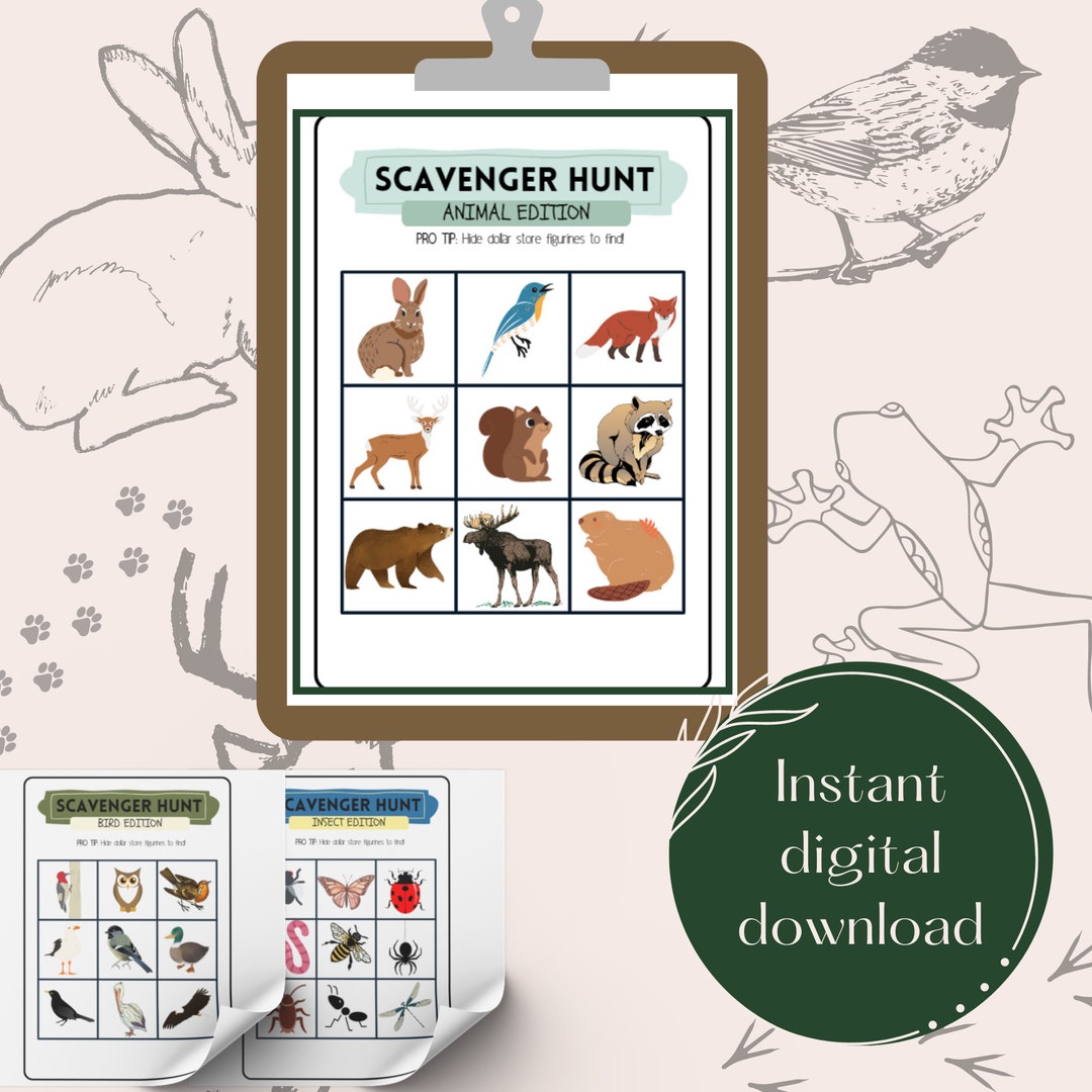 Printable Animal Scavenger Hunts for Kids - Etsy