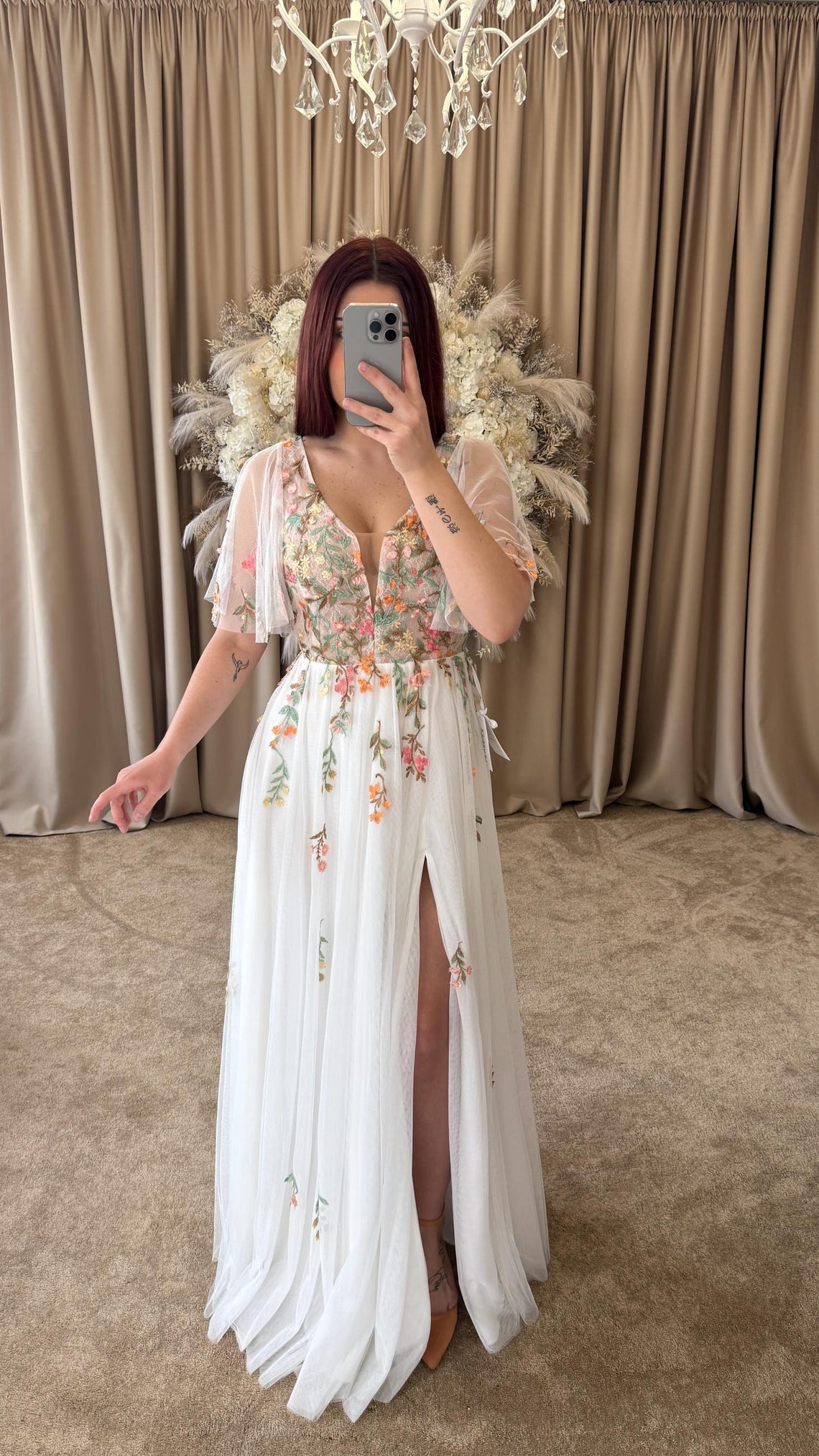 Tess – Floral Embroidered Tulle A-Line Wedding Gown