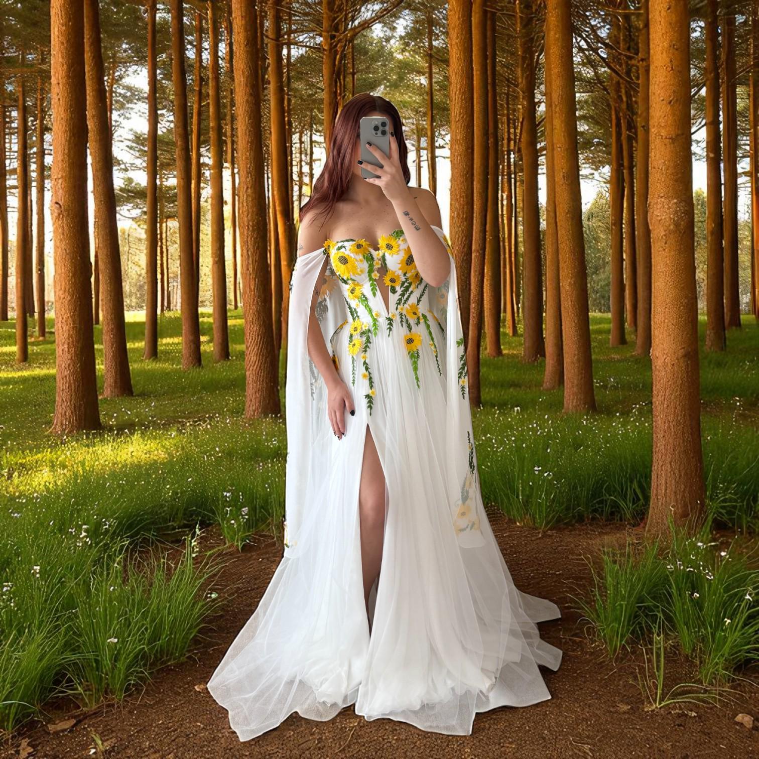Sunflower Embroidered Wedding Gown - Etsy