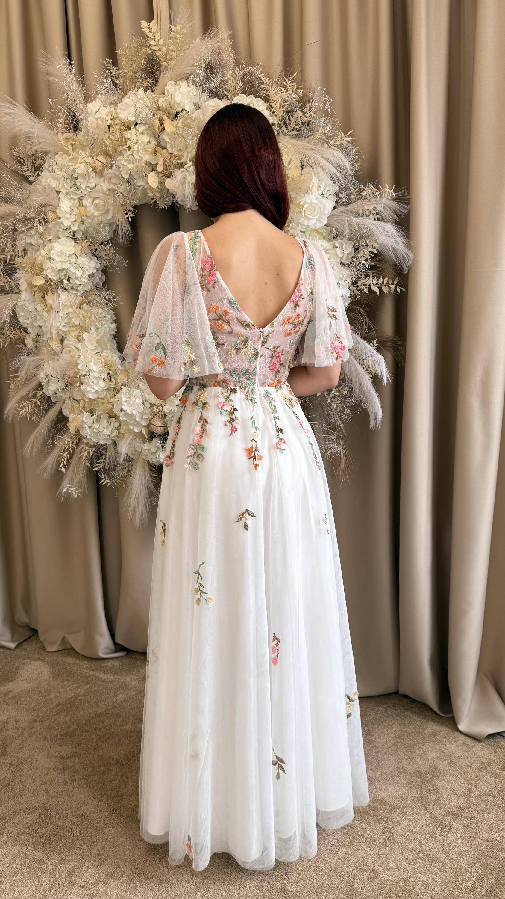 Magnolia Floral Wedding Dress | Embroidered Tulle A-line Gown | Boho Magnolia Floral Wedding Dress | Embroidered Tulle A-line Gown | Boho