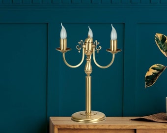 Lampe de bureau vintage à 3 bras en laiton, éclairage unique