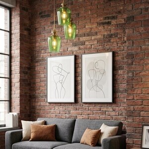 Luminária pendente em latão envelhecido, lustre em cascata com 3 lâmpadas e vidro colorido, luminária suspensa com circuito duplo para mesa de jantar e ilha de cozinha.