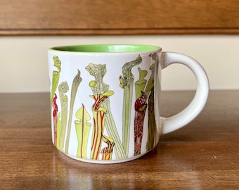 Nature Art Mug | Carnivorous Plants and Treefrogs, Unique, Coffee, Tea