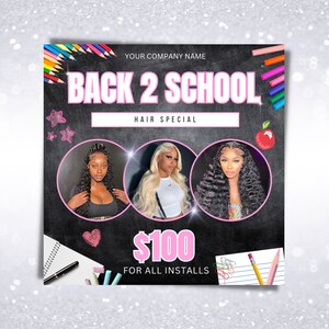 Back To School Flyer | Sale Flyer | Wig Flyer | Social Media Flyer | Editable Canva Template