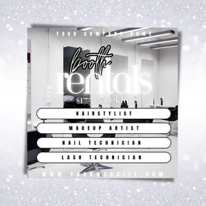 Booth Rental Flyer | Salon Flyer | Booth Rental Template | Social Media Flyer | Canva Editable Templates