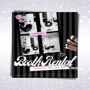 Booth Rental Flyer | Salon Flyer | Booth Rental Template | Social Media Flyer | Canva Editable Templates