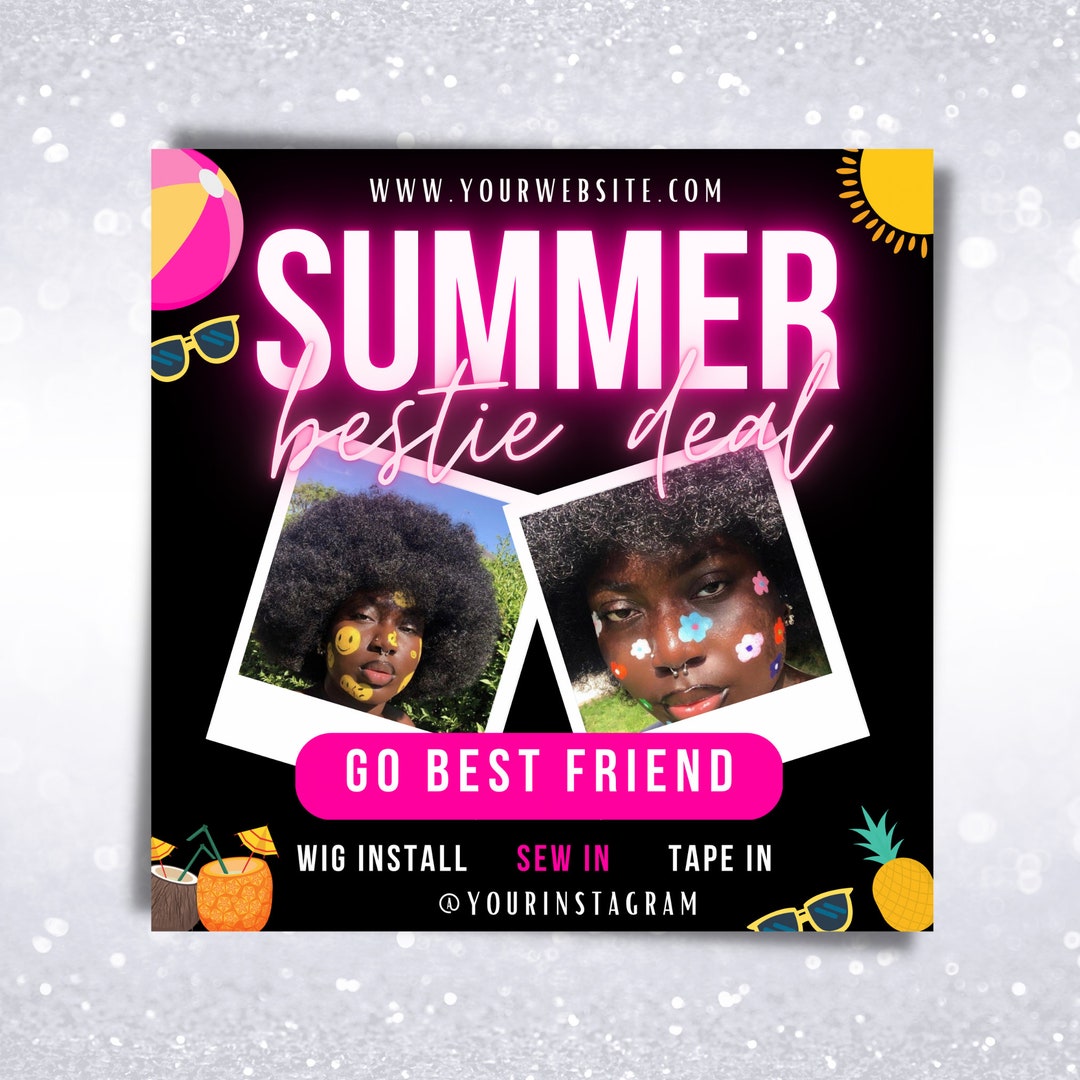 Summer Hair Sale Flyer Bestie Deal Flyer Wig Install Flyer Etsy