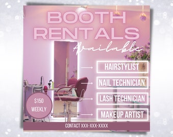 Booth Rental Flyer | Salon Flyer | Booth Rental Template | Social Media Flyer | Canva Editable Templates