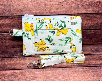 Pikachu floral wallet & lanyard