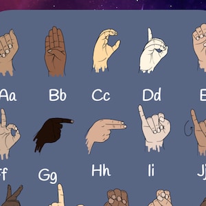 ASL PRINTABLE Alphabet for Classroom - Galaxy