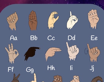 ASL PRINTABLE Alphabet for Classroom - Galaxy