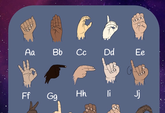 ASL PRINTABLE Alphabet for Classroom - Galaxy - Etsy