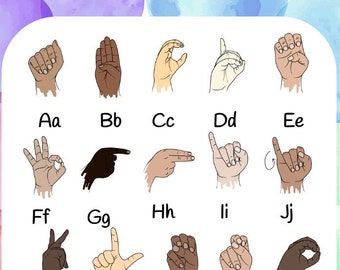 ASL PRINTABLE Alphabet for Classroom - Rainbow