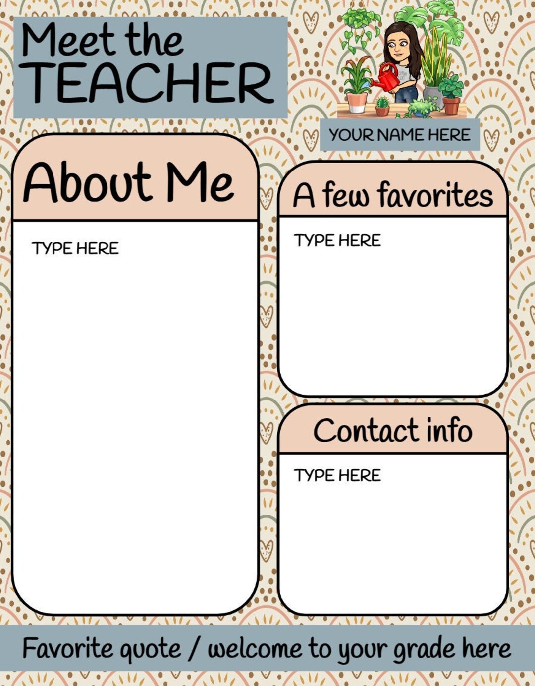 Meet the Teacher Template Boho Rainbow Etsy