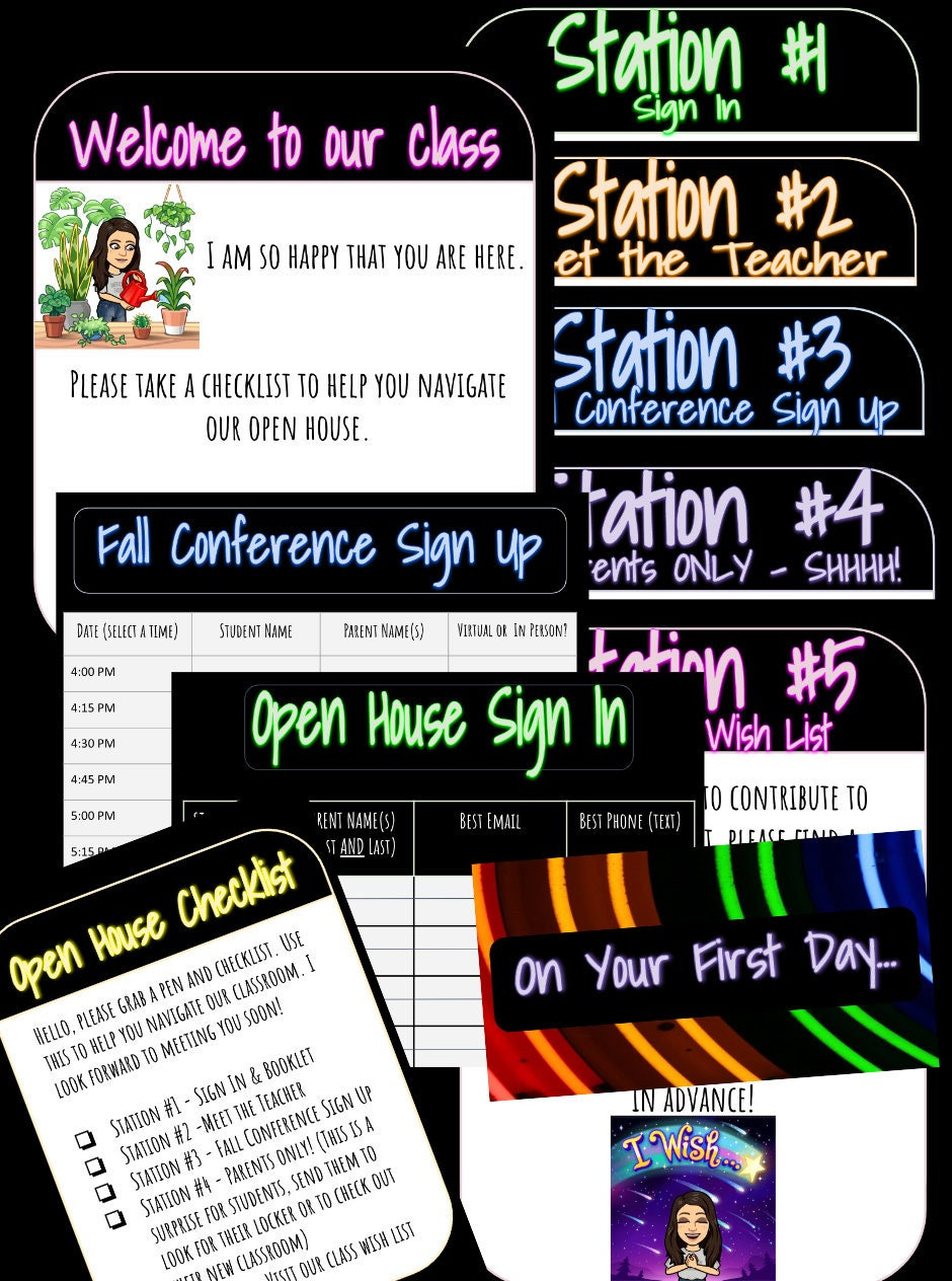 EDITABLE Classroom Open House Rainbow NEON Theme - Etsy