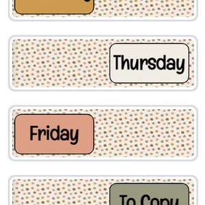 Spotty Boho 10 Drawer Labels - FULLY EDITABLE