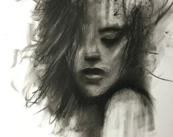 arte astratta charcoal drawing (donna)STAMPA