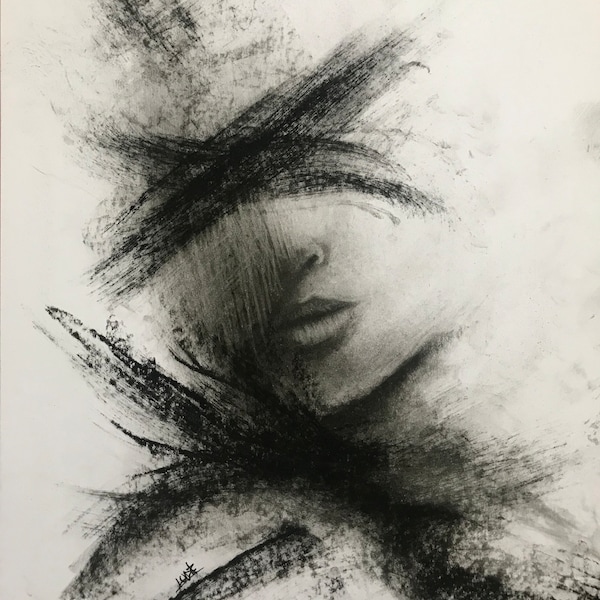 abstract art charcoal drawing (shadows and scratches)