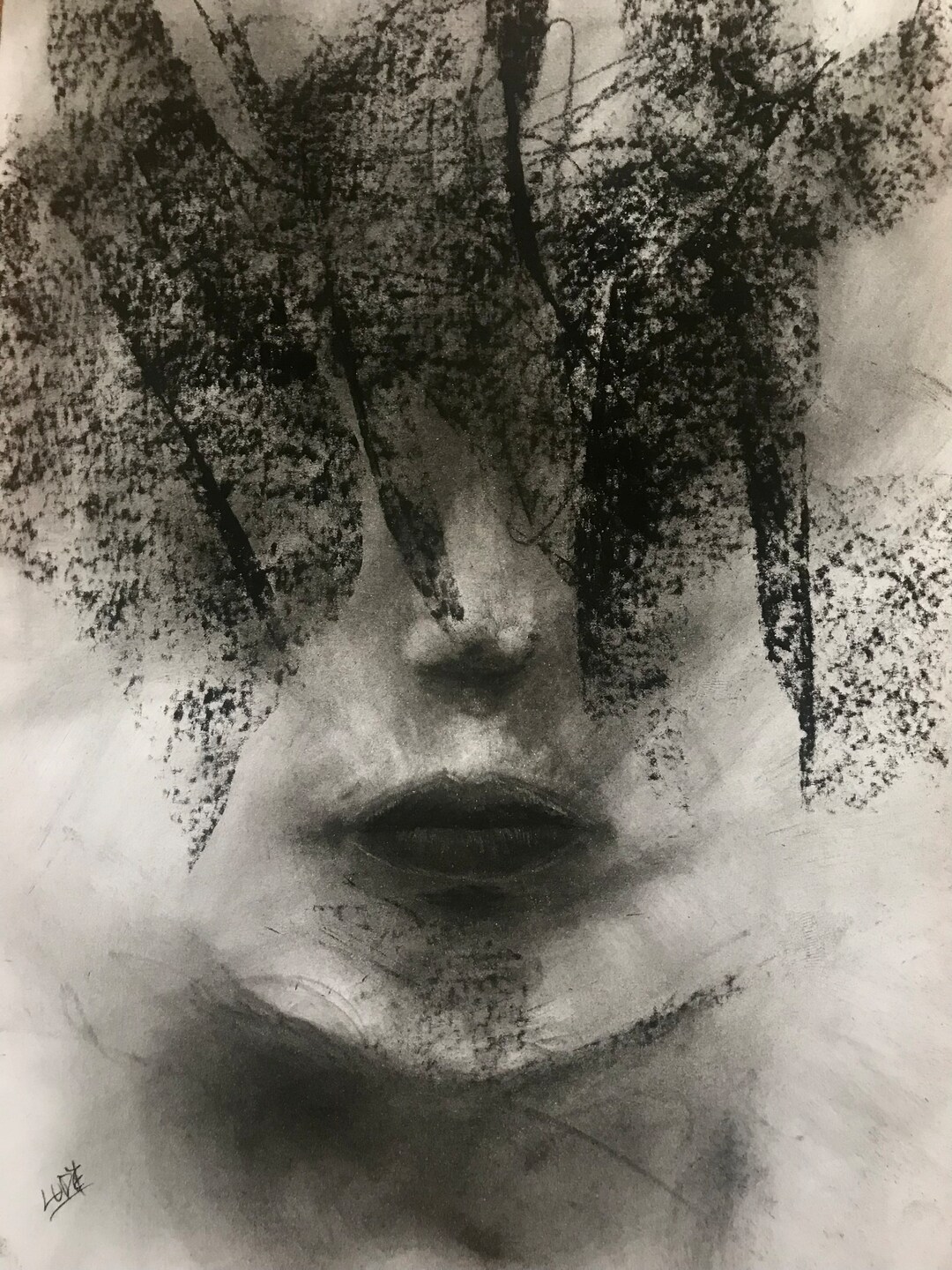 Abstract Art Charcoal Drawing stay Etsy