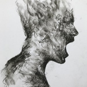 abstract art charcoal drawing (scream)