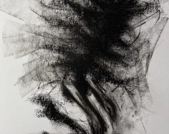 抽象画の木炭画（女性） - Etsy 日本