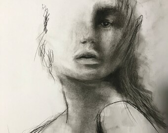 abstract art charcoal drawing (her)PRINT