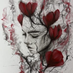 abstract art charcoal drawing (the memory of you)