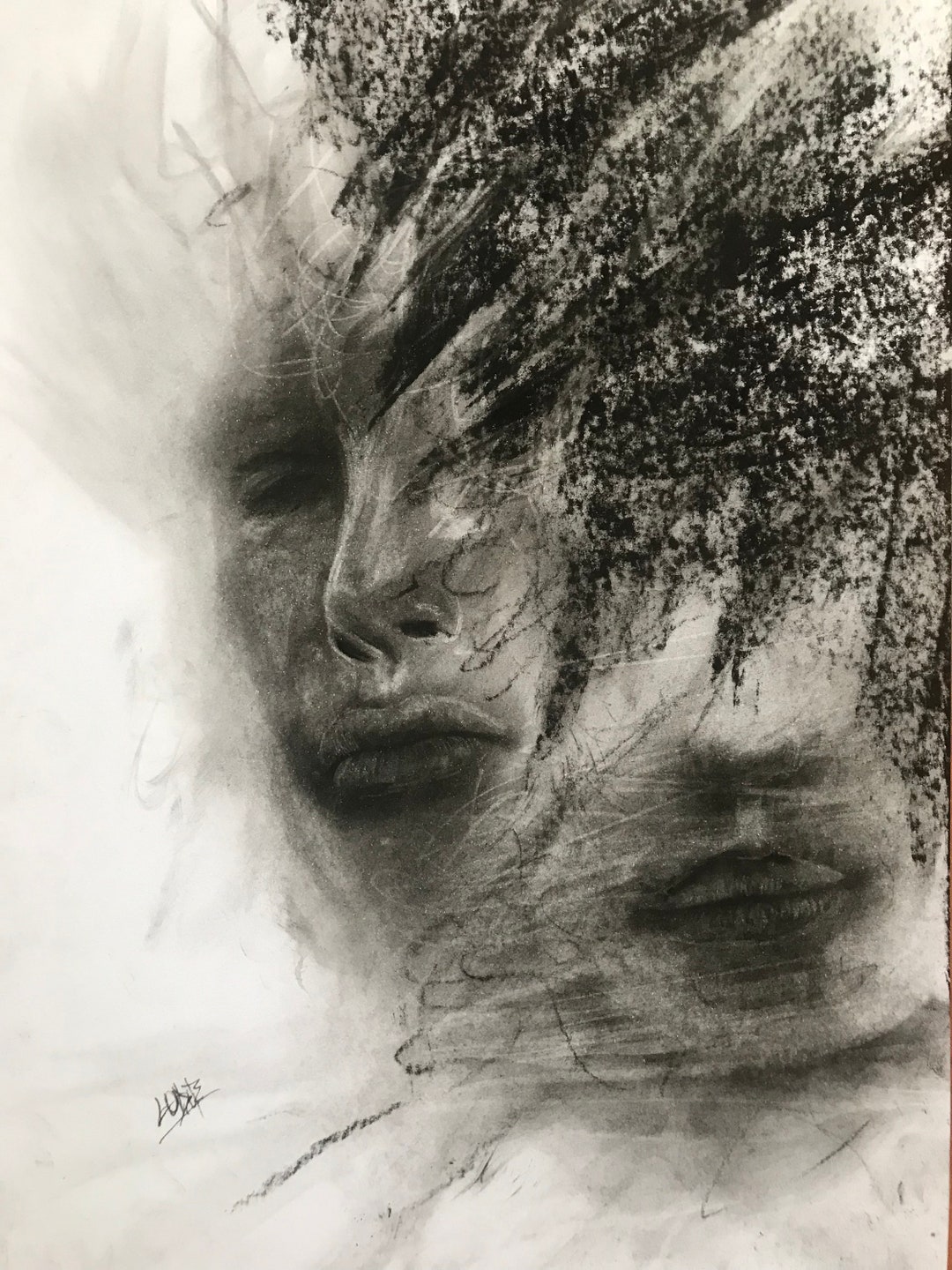 Abstract Art Charcoal Drawing inner Rebirth Etsy