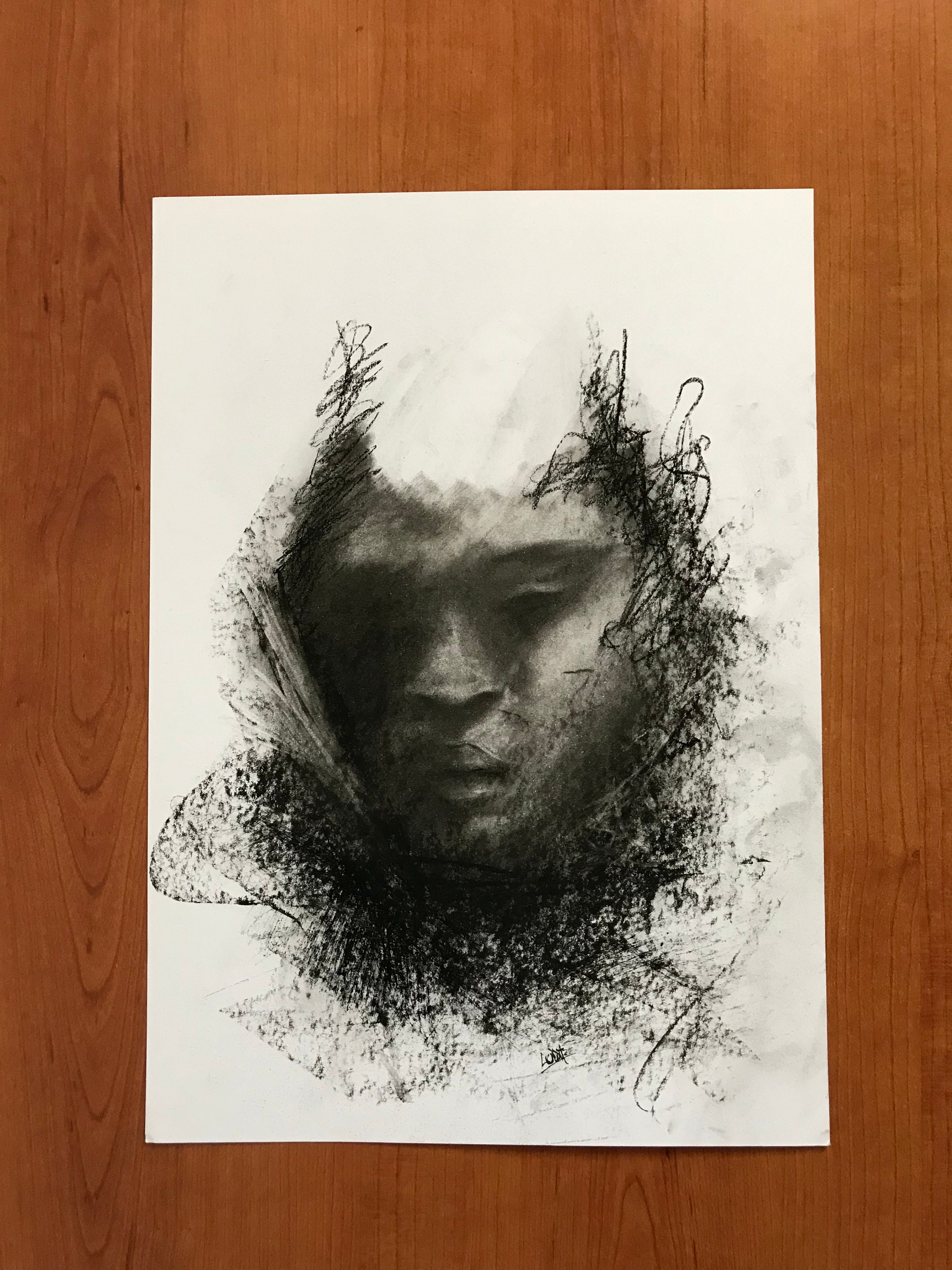 Original charcoal drawing ''Fear'' Drawings / Sketch, Illustration, Paper  Art by Zlatina Ivanova 