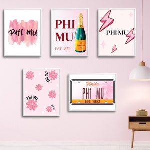 Phi Mu Pink Theme Wall Art // Sorority Printable Wall Decor // Florida Plate Trendy // ΦΜ Wall Art // Instant Digital Download